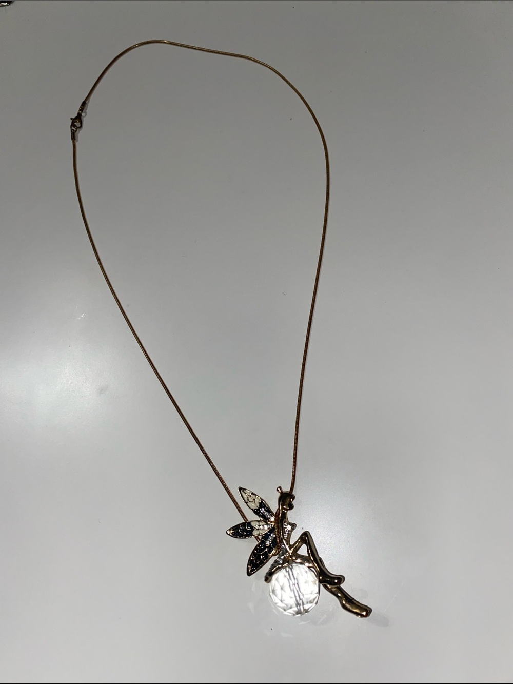 Crystal Drop Fairy Pendant Necklace - Blue and Gold - Picture 4 of 5